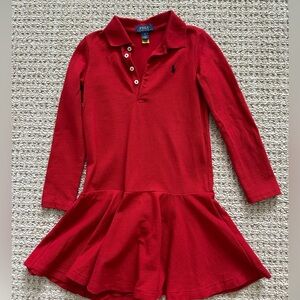 Ralph Lauren polo long sleeve red stretch mesh dress
